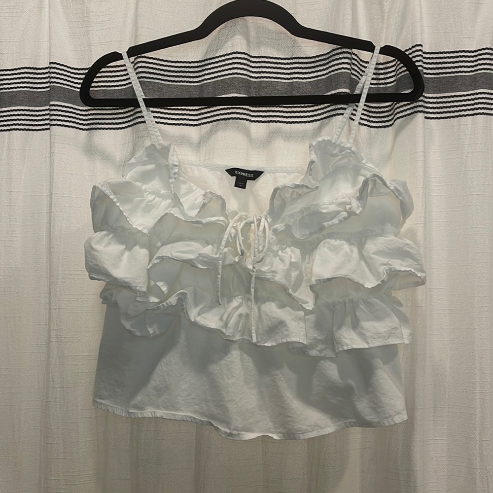 NWOT Express white ruffle tank
